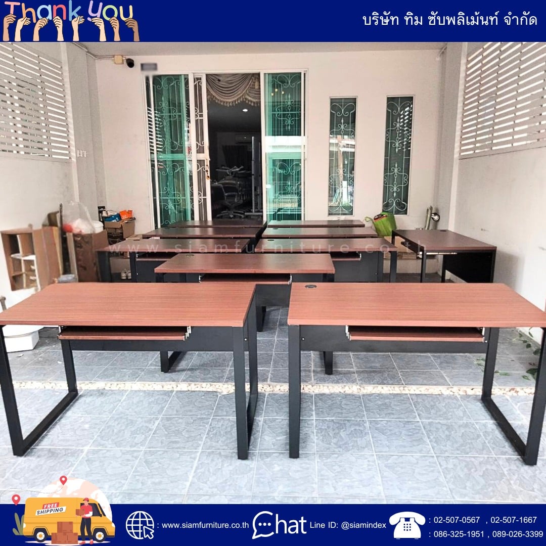 โต๊ะขาเหล็ก สีโอ๊ค (4)