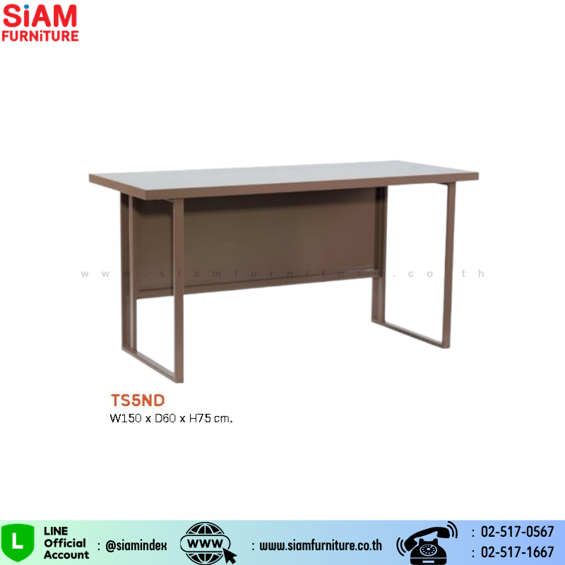 โต๊ะสำนักงานหน้าเหล็ก (ขาคู่) ไม่มีลิ้นชัก Elegant รุ่น TS5ND