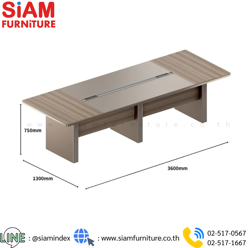 โต๊ะประชุมทรงสี่เหลี่ยม 360 ซม. รุ่น SIAM-80528
